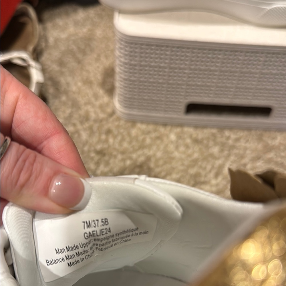 White and Gold Floral Women's Sneakers - Picture 4 of 4
